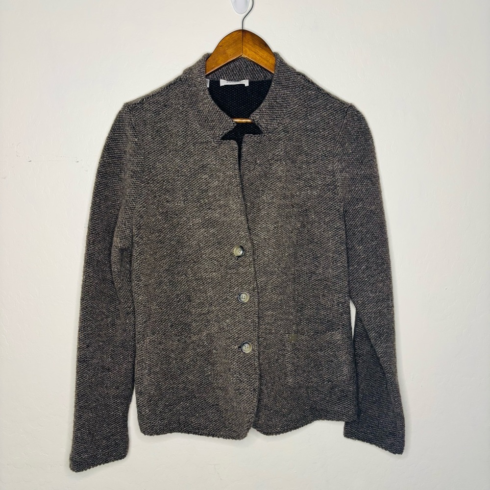 Zanetti 1965 Women’s US Large Wool Blend Jacket Gray Brown Alpaca Button Up